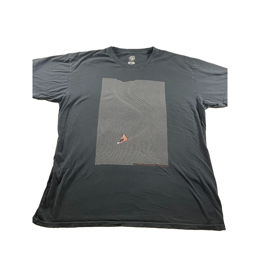 Vintage Copper Mountain Optical Illusion Mountain Snowboard T Shirt Black 2XL